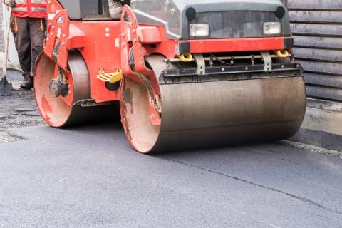 An asphalt roller Stock Photos