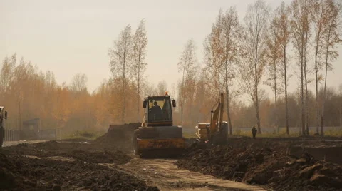 Asphalt roller rams land 2 Video stock 63170028