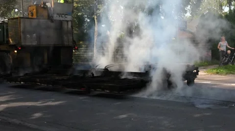 Asphalt smoke Stock Footage 8547615