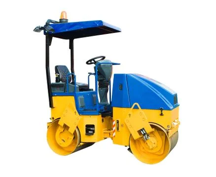 Asphalt steamroller isolated on white Stock Photos