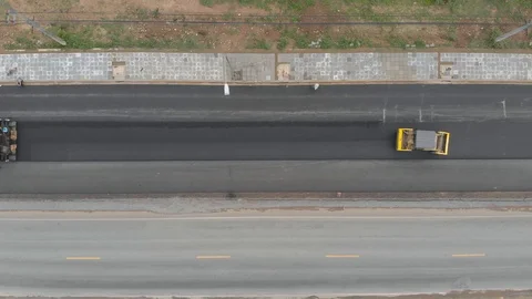 Asphalt steamroller operator job Video stock 88623923