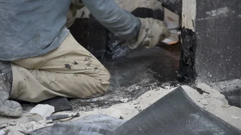 Asphalt torch Stock Footage 152421005