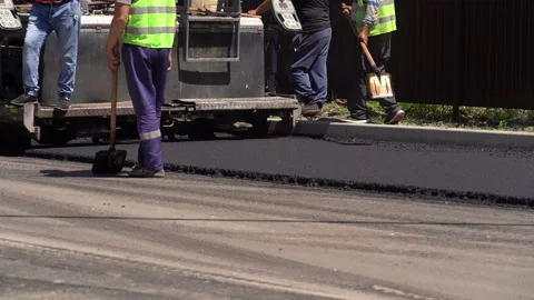 Asphalt working on the road. Fixing the old asphalt Stock Footage 154412223