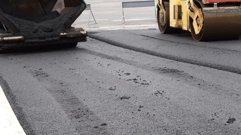 Asphalting street roller Stock Footage 86493670