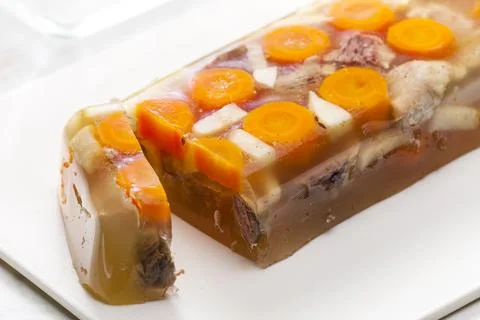 Aspic with meat and vegetables Stock Photos
