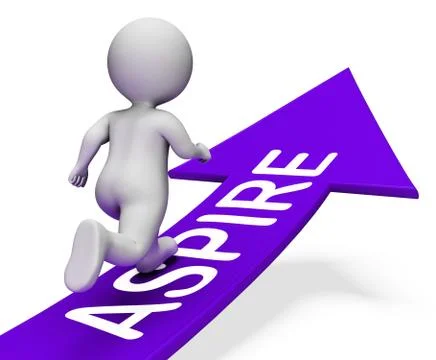 Aspire Arrow Indicates Missions Future And Plans 3d Rendering Stock Illustration
