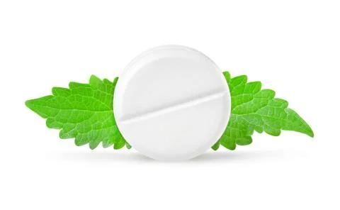 Aspirin with mint Stock Photos