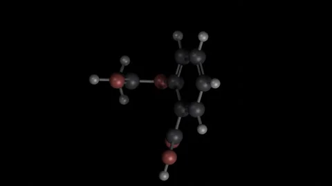 Aspirin molecule 3D building and rotating on black, 4K scientific loop Vídeos de archivo 344701990