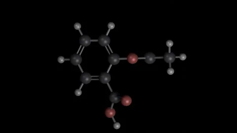Aspirin molecule rotating 3D model, 4K scientific visualization loop Vídeos de archivo 344701992