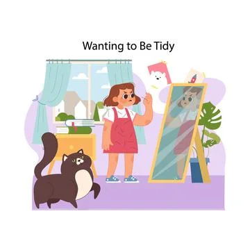 Aspiring tidiness concept. Flat vector illustration Stock Illustration