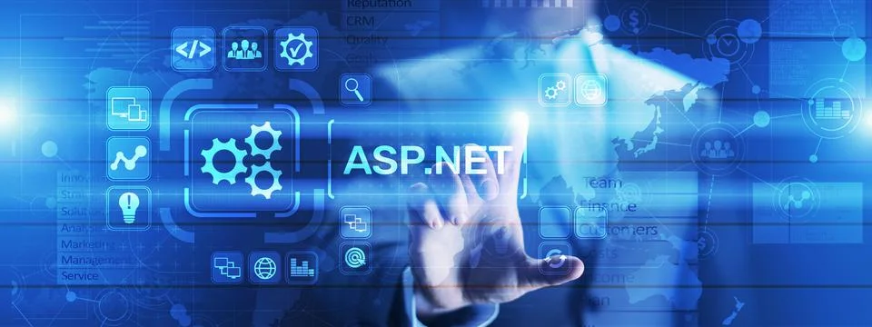 ASP.NET Development programming language concept on virtual screen Foto stock