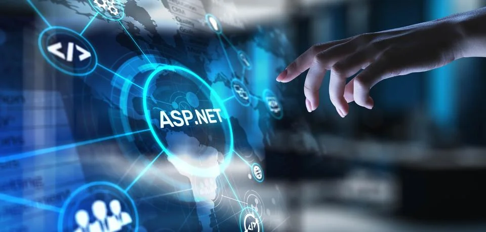 ASP.NET Web Application Framework for Dynamic Websites, projection on a virtu 스톡 사진