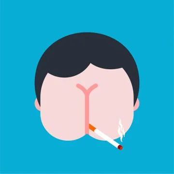 Ass for face. Asshole man. Vector illustration Stock Illustration