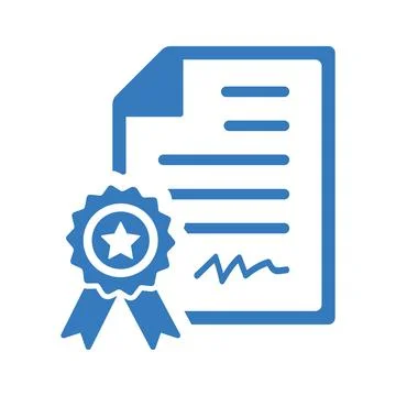 Assailment, certificate icon. Blue version. Stock Illustration