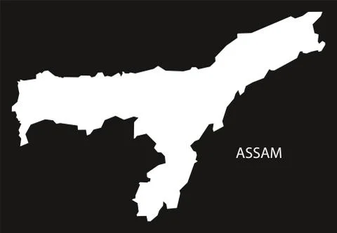 Assam India Map black inverted Stock Illustration