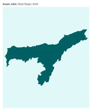 Assam, India. Simple vector map. State shape. Solid style. Border of Assam... Stock Illustration