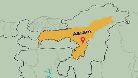 Assam Map Animation Locator Zoom 4K Motion Graphic Stock Footage 341008955
