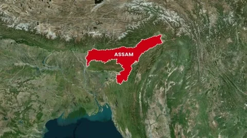 Assam State Border Map Animation, Zoom i... | Stock Video | Pond5