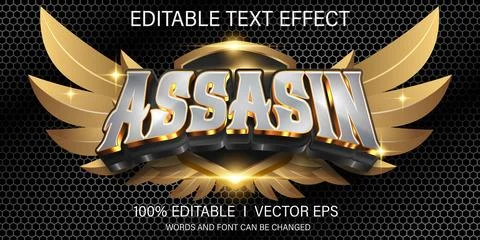 Assassin vector text effect with modern style design Stock Illustration