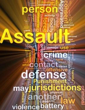 Assault background concept wordcloud glowing Stock Illustration