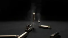 Bullet Casing hitting the floor, Rifle C, Stock Video