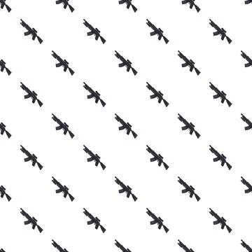 Assault rifle firearm seamless pattern on white background Illustrazione stock