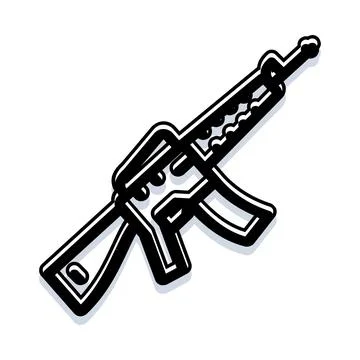 Assault rifle firearm weapon machine gun icon Stock Illustration