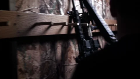 Assault Rifle Picking Up Magazine Loading Gun Stock Footage