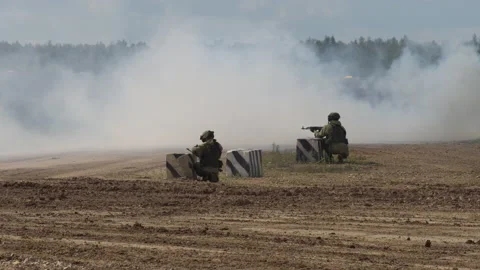 The assault squad goes on the attack Stock Footage 220643422