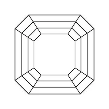 Asscher diamond cut shape. Diamond top view. Gemstone outline icon for jewellery Illustrazione stock