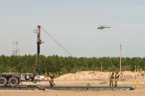 Assemblage of the mechanized bridge from TMM set Stock Photos
