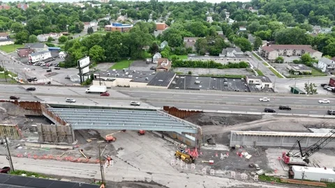 Assemble and Construct the Addition - Highway Construction - Syracuse, NY Stock Footage 336506941