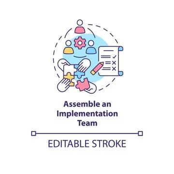 Assemble an implementation team concept icon Illustrazione stock