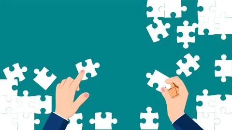 Assemble the puzzle. The concept of solving puzzles. vector 스톡 일러스트