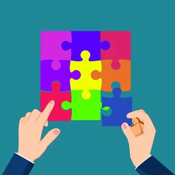 Assemble the puzzle. The concept of solving puzzles. vector Illustrazione stock