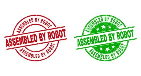 ASSEMBLED BY ROBOT Round Badges Using Unclean Surface 스톡 일러스트