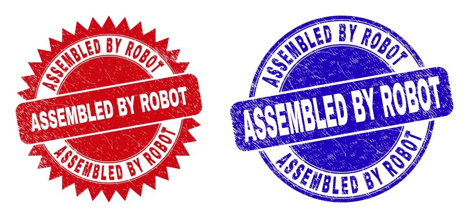 ASSEMBLED BY ROBOT Rounded and Rosette Seals with Unclean Surface 스톡 일러스트