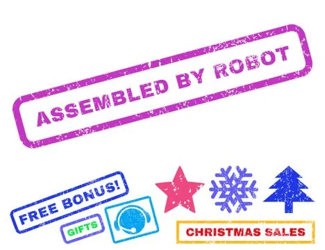 Assembled by Robot Text Rubber Seal Stamp Watermark with Bonus Stock Illustration