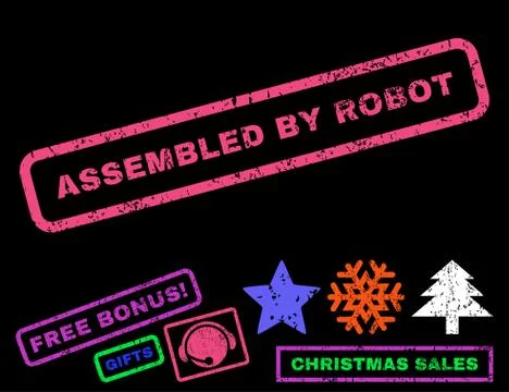 Assembled by Robot Text Rubber Seal Stamp Watermark with Bonus Stock Illustration