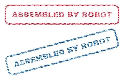 Assembled By Robot Text Textile Seal Stamp Watermarks 스톡 일러스트