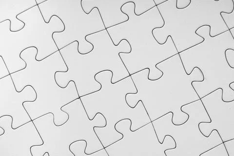 Assembled white puzzle as background Stock Photos