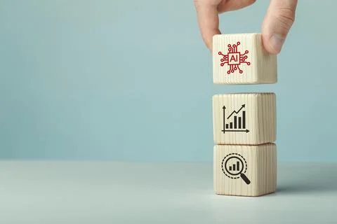 Assembled wooden cubes on the topic of the application Stock Photos