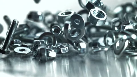 Assembler components cascade cinematic macro hardware Filmed on a high-speed Stock Footage 335413243