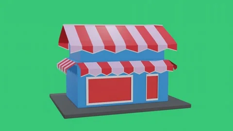 Assembling 3D Kiosk House Model with Rotation on Green Screen Stock Footage 306948332