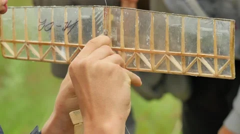 Assembling of Aircraft Model Stabilizer Competition Aircraft Model Sports Stock Footage 64580826