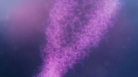 Assembling and scattering of a rotating plexus DNA chain - purple version Stock Footage 87047997