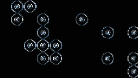 Assembling audio speaker. A canvas of playing speakers. They are dynamically Stock Footage 154173423