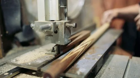 Assembling a billiard cue. Thin wood Stock Footage 75950893