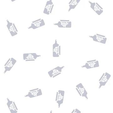Assembling boats in bottles glyph vector seamless pattern Illustrazione stock