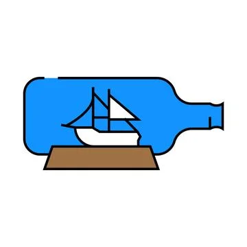 Assembling boats in bottles icon color illustration Stock Illustration